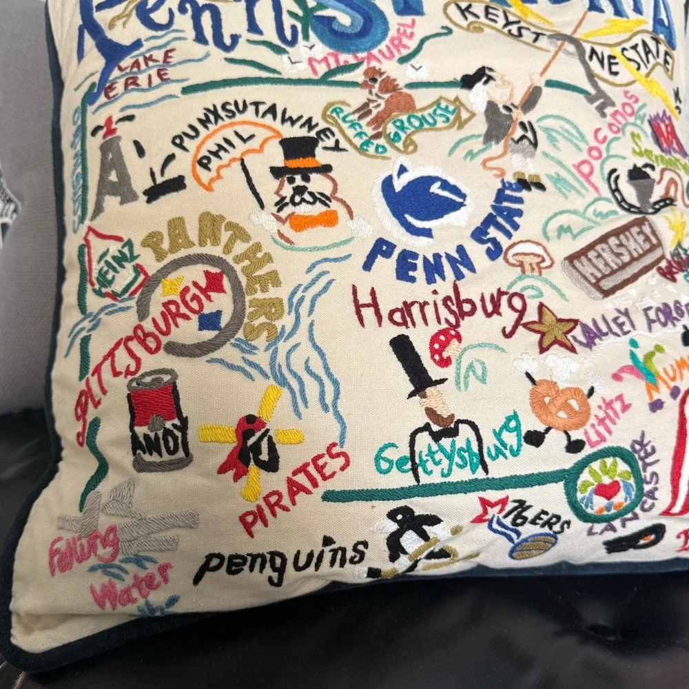Cat Studio Pennsylvania Embroidered Pillow - Picture 5 of 13